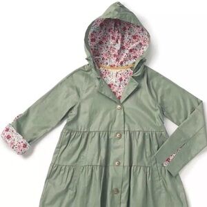 Matilda Jane Green and Pink Hooded Raincoat with Floral Lining
